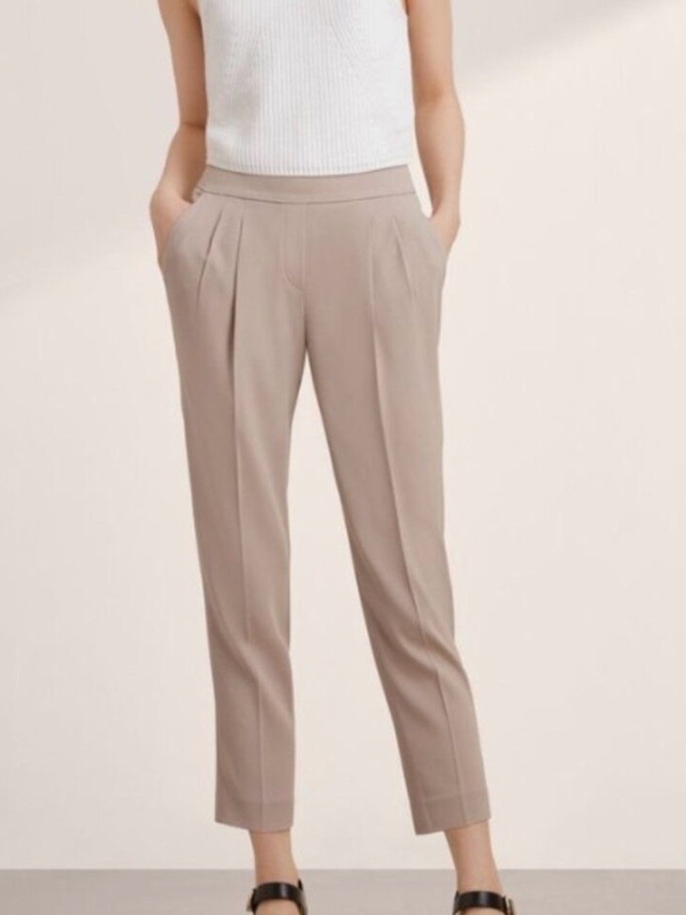 NWT ARITZIA Babaton Cohen Linen Blend Pant Cropped Tan Business Casual Women’s 0